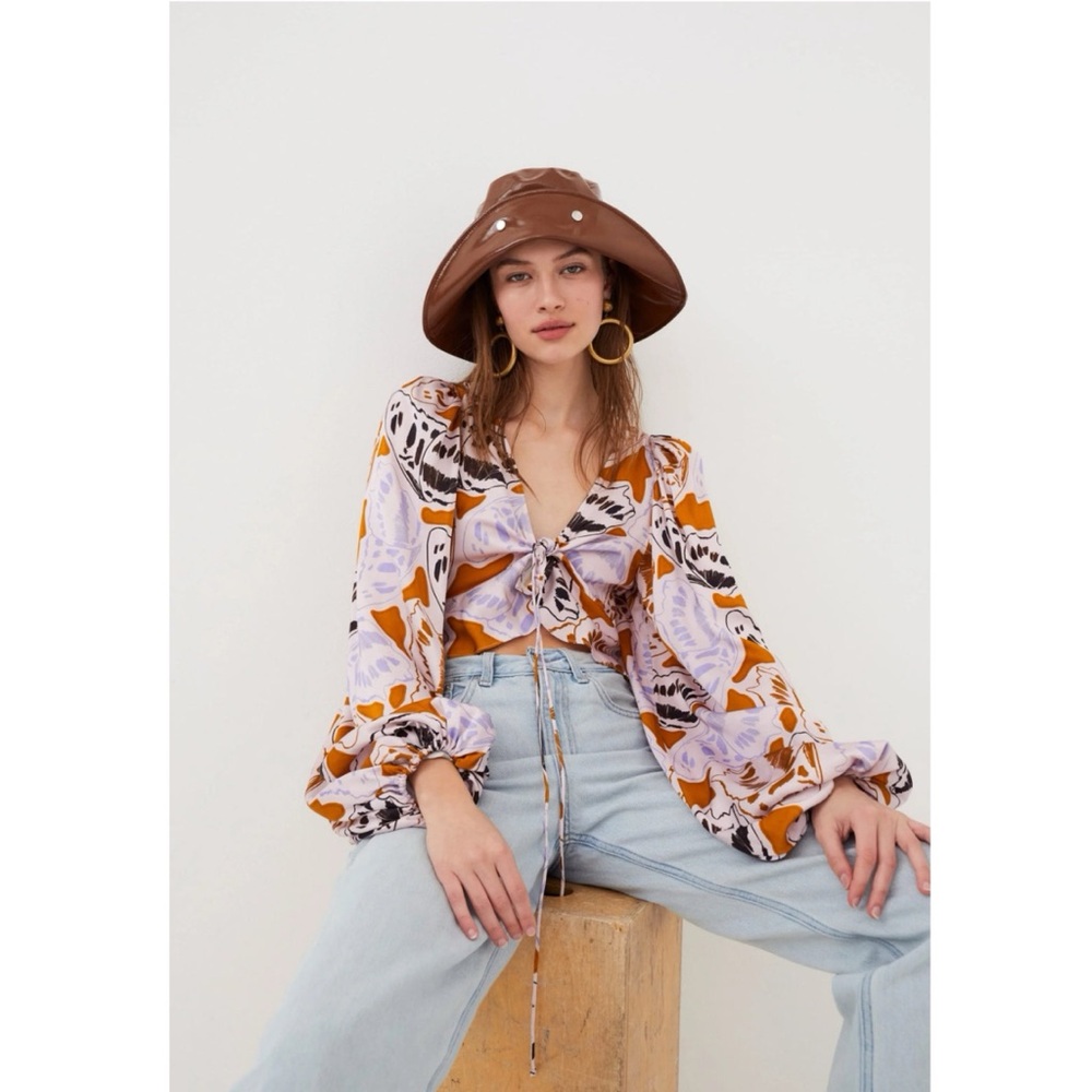 For Love & Lemons Esmeralda Crop Top - Orange S $145